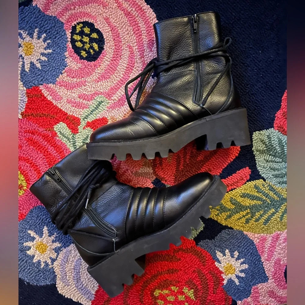 Free People Tori Padded Moto Boots - Black - Picture 3 of 13